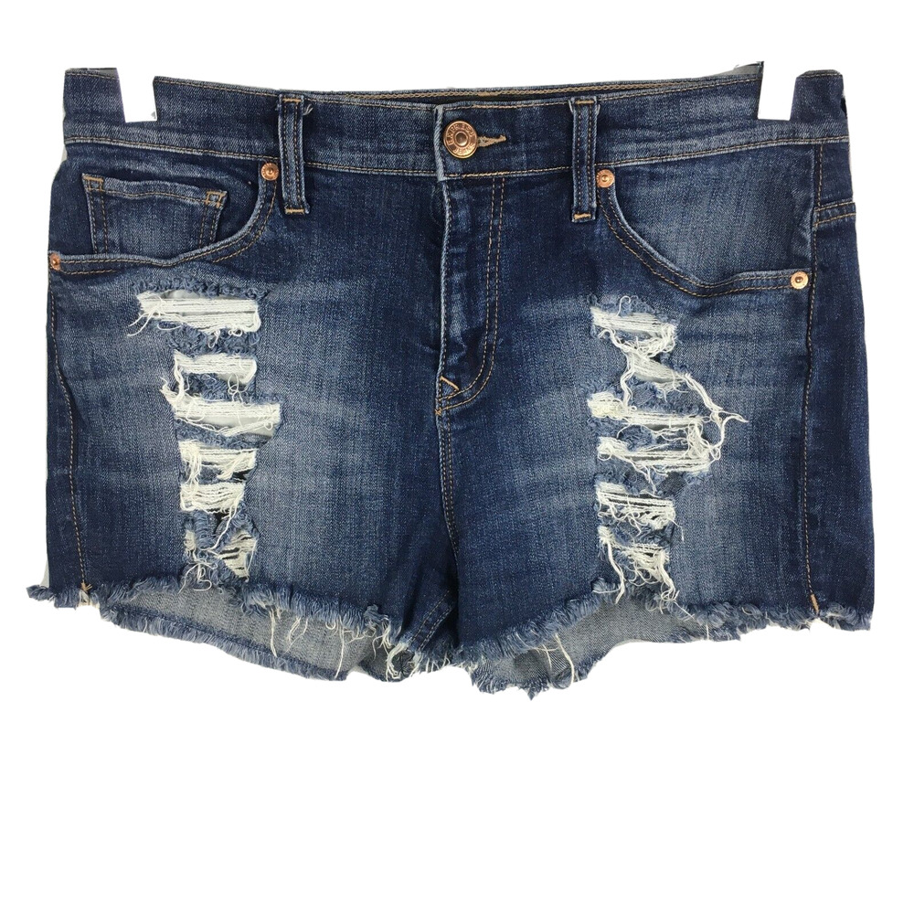 Express Shorts Womens Sz 6 Blue Jean Distressed Ripped Cut Off Denim